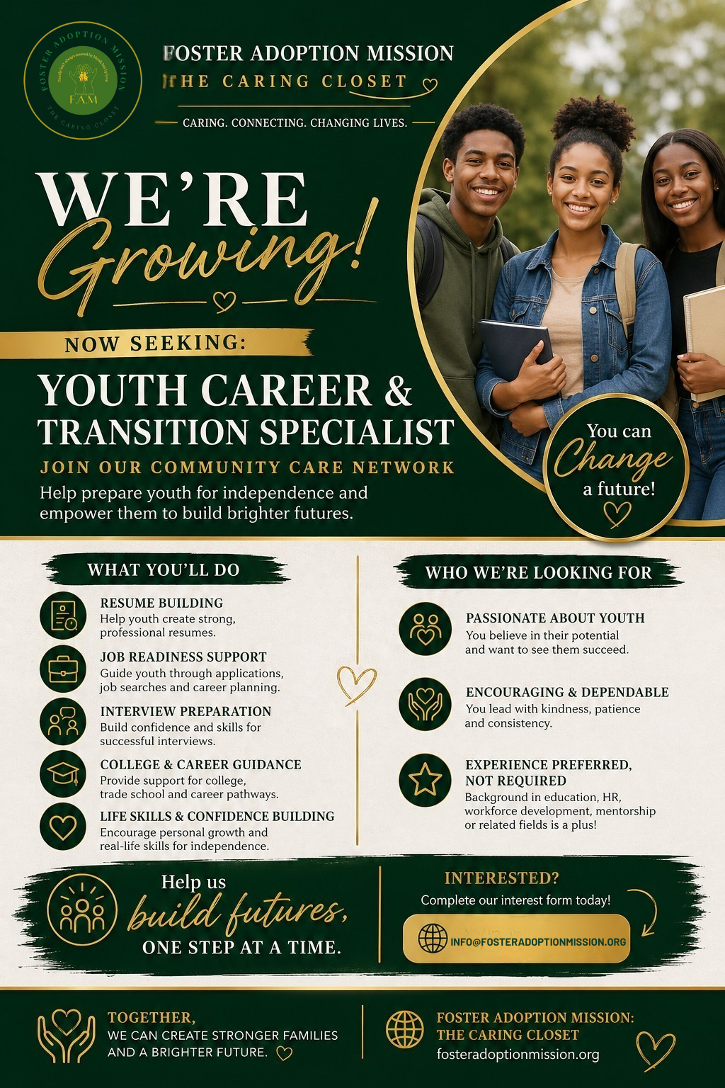 Youth Career and Transition Specialist Hiring Flyer